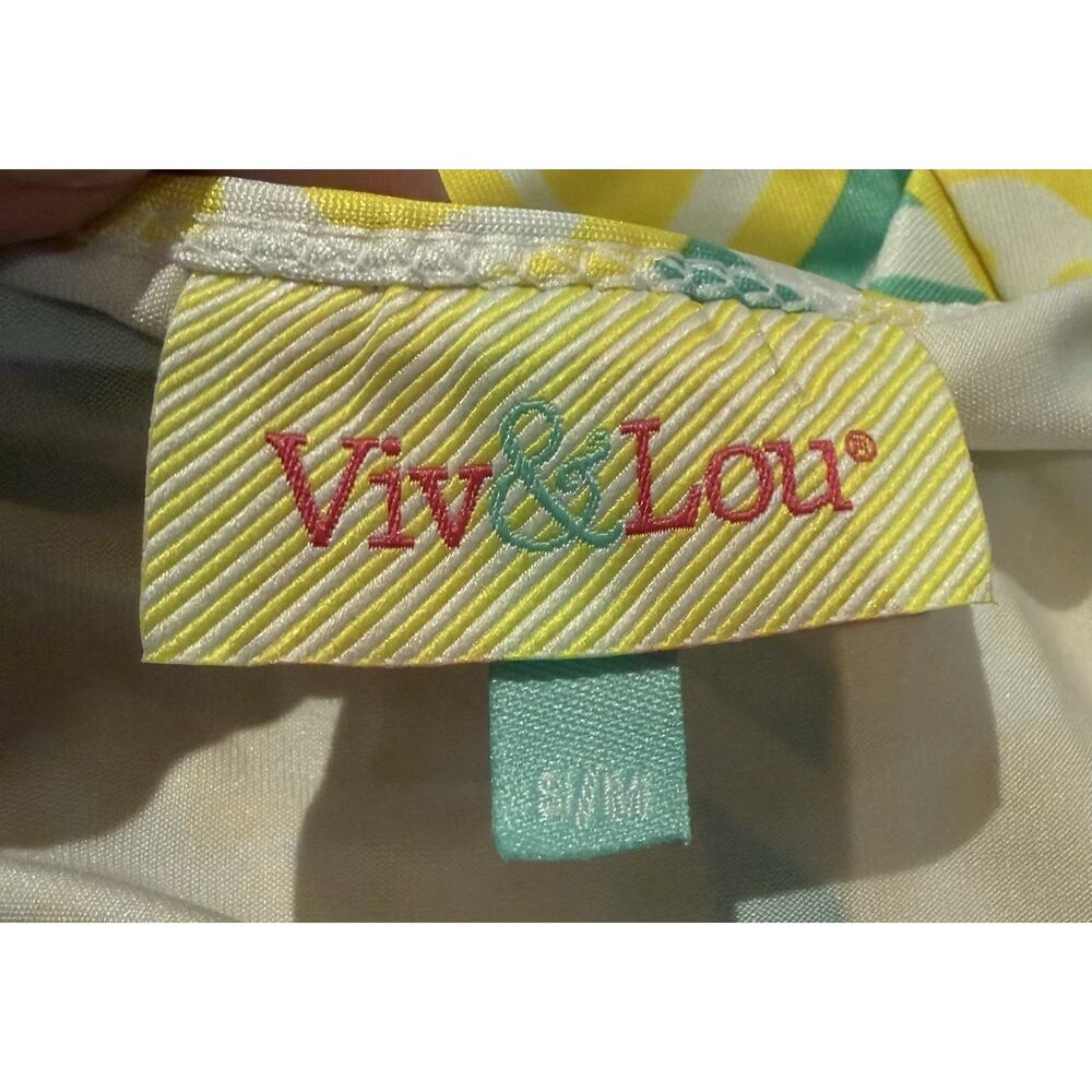 Viv & Lou Main Squeeze Swim Cover Up S/M Lemon Print Tassel Tunic Dress Resort - Picture 4 of 8